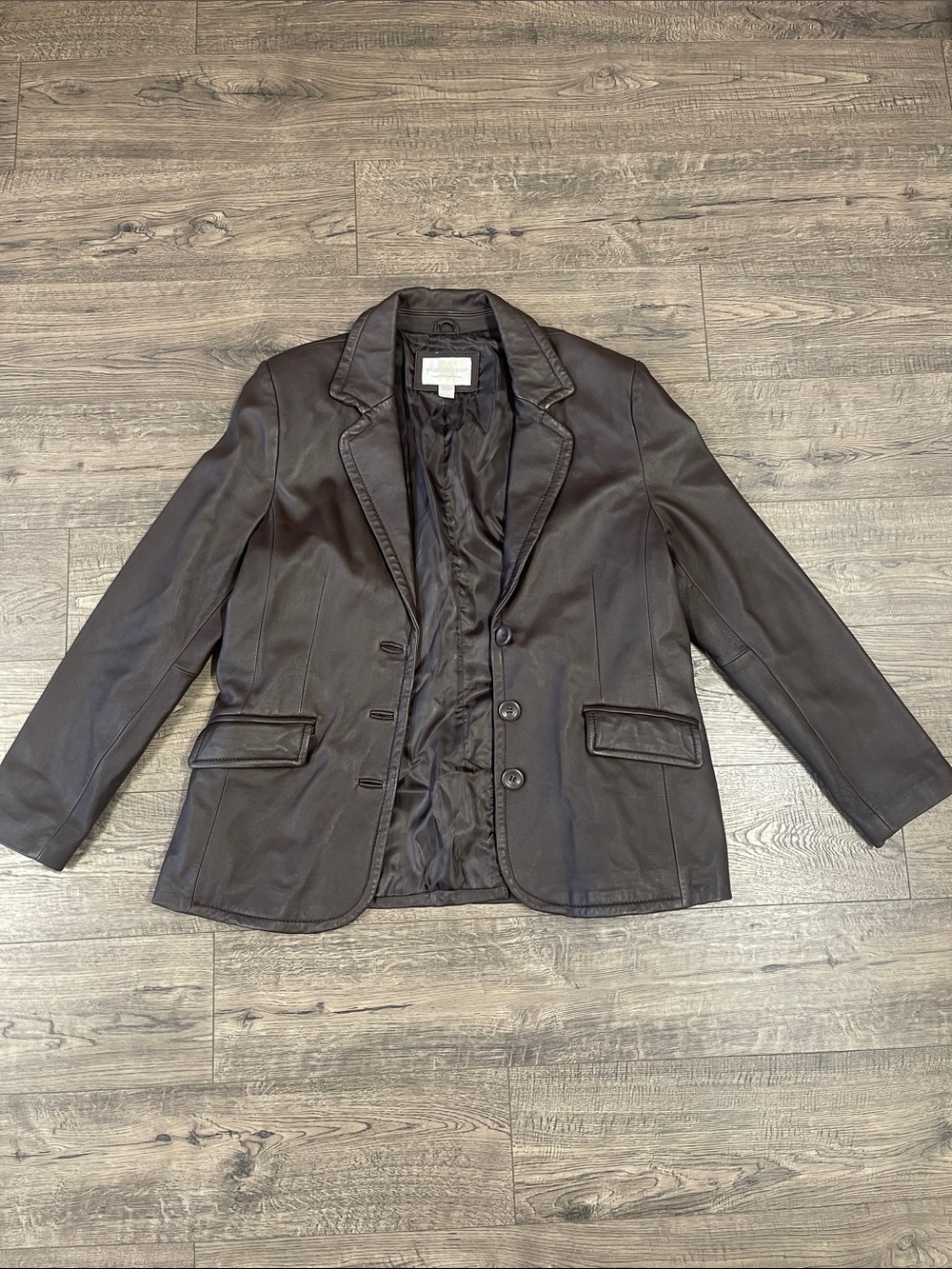 Worthington Brown Leather Blazer Jacket